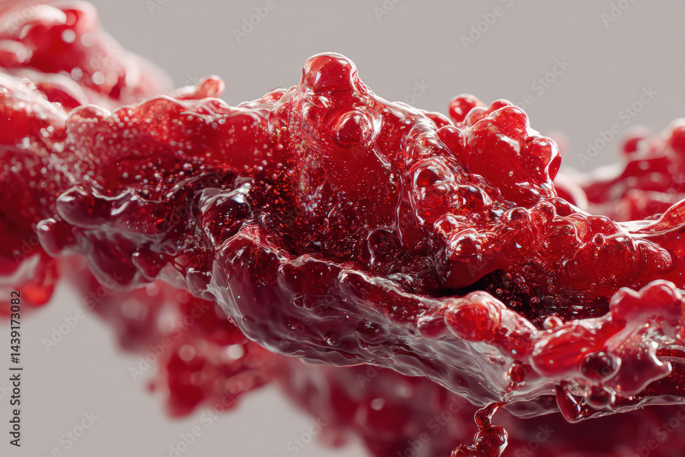 Poster elegant splash of red liquid: a macro shot of a vibrant red liquid captured mid-motion, showcasing t