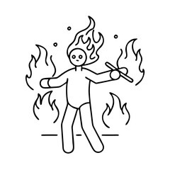 burning effigy icon, burning effigy line art - simple line art of burning effigy, perfect for burning effigy logos and icons