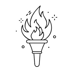 burning torch icon, burning torch line art - simple line art of burning torch, perfect for burning torch logos and icons