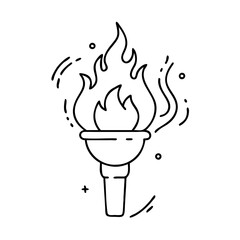 burning torch icon, burning torch line art - simple line art of burning torch, perfect for burning torch logos and icons