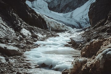 39. melting glacier landscape, global warming concept
