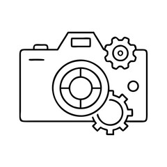 camera settings icon, camera settings line art - simple line art of camera settings, perfect for camera settings logos and icons