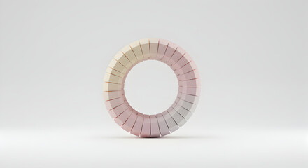 Abstract Pastel Torus Shape With Geometric Segments On A White Background