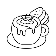 caramel drizzle on coffee icon, caramel drizzle on coffee line art - simple line art of caramel drizzle on coffee, perfect for caramel drizzle on coffee logos and icons