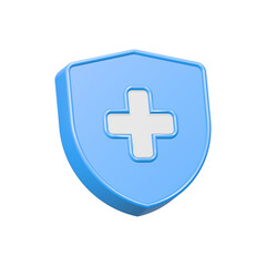 cross medical icon 3d rendering with shield