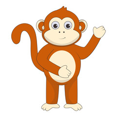 Illustration of Cute Monkey. Vector Character in Cartoon Style.