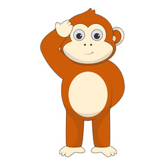 Illustration of Cute Monkey. Vector Character in Cartoon Style.