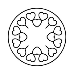 circle of hearts icon, circle of hearts line art - simple line art of circle of hearts, perfect for circle of hearts logos and icons