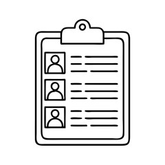 class roster clipboard icon, class roster clipboard line art - simple line art of class roster clipboard, perfect for class roster clipboard logos and icons