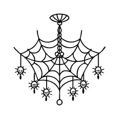 cobwebbed chandelier icon, cobwebbed chandelier line art - simple line art of cobwebbed chandelier, perfect for cobwebbed chandelier logos and icons
