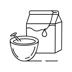 coconut milk icon, coconut milk line art - simple line art of coconut milk, perfect for coconut milk logos and icons