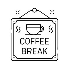 coffee break sign icon, coffee break sign line art - simple line art of coffee break sign, perfect for coffee break sign logos and icons