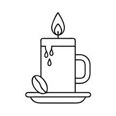 coffee candle icon, coffee candle line art - simple line art of coffee candle, perfect for coffee candle logos and icons