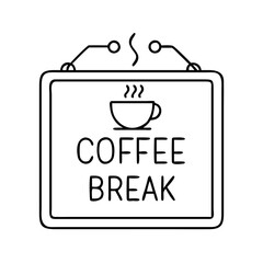 coffee break sign icon, coffee break sign line art - simple line art of coffee break sign, perfect for coffee break sign logos and icons