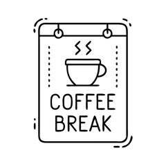 coffee break sign icon, coffee break sign line art - simple line art of coffee break sign, perfect for coffee break sign logos and icons