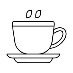 coffee cup with saucer icon, coffee cup with saucer line art - simple line art of coffee cup with saucer, perfect for coffee cup with saucer logos and icons