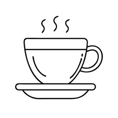 coffee cup with saucer icon, coffee cup with saucer line art - simple line art of coffee cup with saucer, perfect for coffee cup with saucer logos and icons