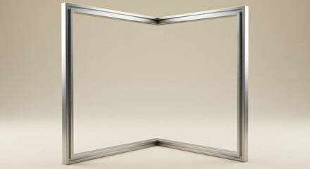Modern Minimalist Silver Metal Frame Mockup Elegant Empty Tri-Fold Display for Design Presentations and Product Showcases