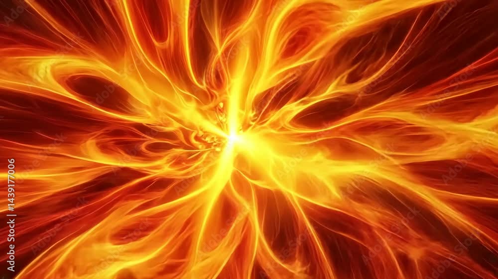Poster dynamic fiery energy flow radiates vibrant light patterns in motion