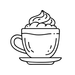 coffee with whipped cream icon, coffee with whipped cream line art - simple line art of coffee with whipped cream, perfect for coffee with whipped cream logos and icons