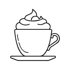 coffee with whipped cream icon, coffee with whipped cream line art - simple line art of coffee with whipped cream, perfect for coffee with whipped cream logos and icons