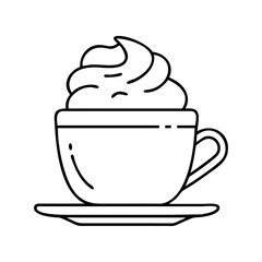 coffee with whipped cream icon, coffee with whipped cream line art - simple line art of coffee with whipped cream, perfect for coffee with whipped cream logos and icons