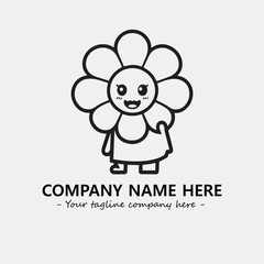 Flower illustration black and white for logo company vector image