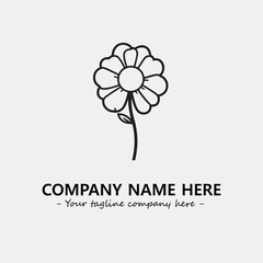 Flower illustration black and white for logo company vector image