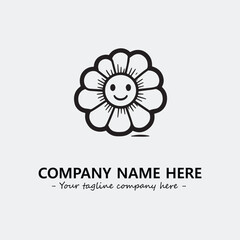 Flower illustration black and white for logo company vector image