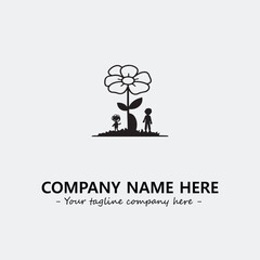 Flower illustration black and white for logo company vector image