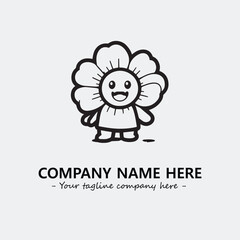 Flower illustration black and white for logo company vector image