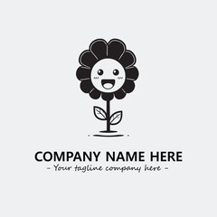 Flower illustration black and white for logo company vector image