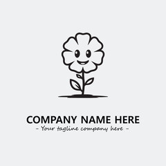 Flower illustration black and white for logo company vector image