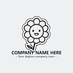 Flower illustration black and white for logo company vector image