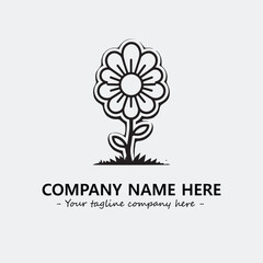 Flower illustration black and white for logo company vector image