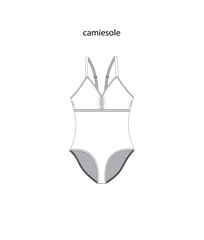 Camisole bodysuit illustration, Women's bodysuit technical sketch, Camisole sewing template, bodysuit.