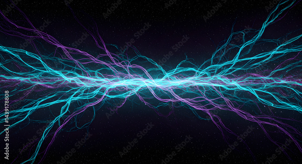 Poster glowing interdimensional energy stream emanating from an event horizon background