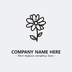 Flower illustration black and white for logo company vector image