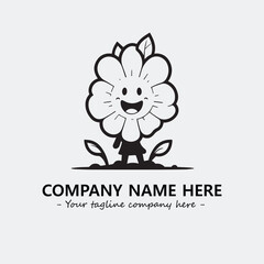 Flower illustration black and white for logo company vector image