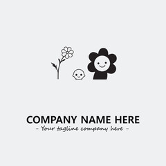 Flower illustration black and white for logo company vector image