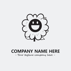 Flower illustration black and white for logo company vector image
