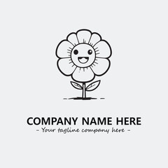 Flower illustration black and white for logo company vector image