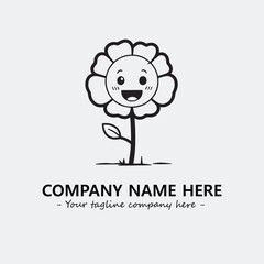 Flower illustration black and white for logo company vector image