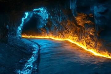 Lava Flowing from an Erupting Volcano