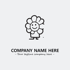 Flower illustration black and white for logo company vector image