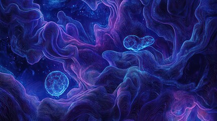 Obraz premium Abstract luminous landscape with otherworldly spheres