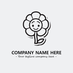 Flower illustration black and white for logo company vector image