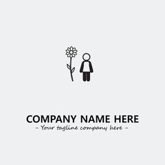 Flower illustration black and white for logo company vector image