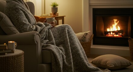 Cozy Evening by the Fireplace Relaxation and Warmth in a Comfortable Chair