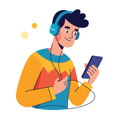 man listening to music vector